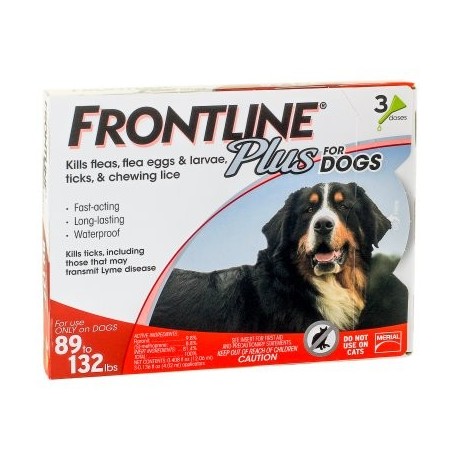 Frontline Plus control de pulgas y garrapatas para XL Perros 89 a 132 libras y 3 Tratamientos