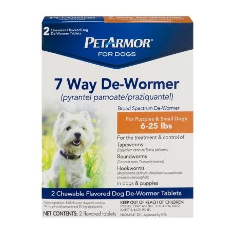 PetArmor Para Perros 7 Manera De-Wormer para cachorros y perros pequeños - 2 CT