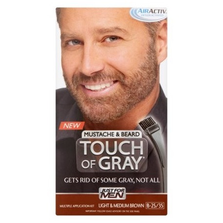 Just For Men Touch of Grey Color de cabello el bigote y la barba del kit luz y Mediana Brown B-25-35 1 ea