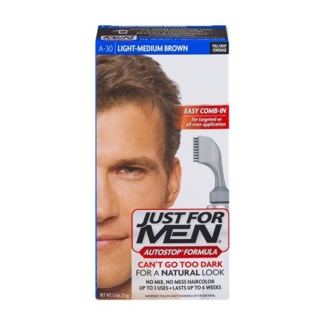 Just For Men Autostop Fórmula Fácil Peine-In Color de pelo A-30-Light Medium Brown 1.2 OZ