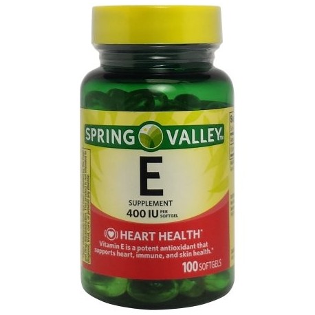 Spring Valley La vitamina E Corazón - Salud del sistema inmunológico Suplemento dietético 100 ct