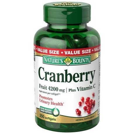 Nature's Bounty Cranberry Fruit además Vitamina C Hierbas Cápsulas Suplemento 4200mg 250 recuento