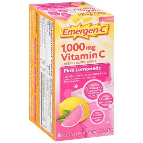 Emergen-C ® Pink Lemonade 1000 mg de vitamina C Suplementos Dietéticos Drink Mix 30 a 033 Oz. Los paquetes