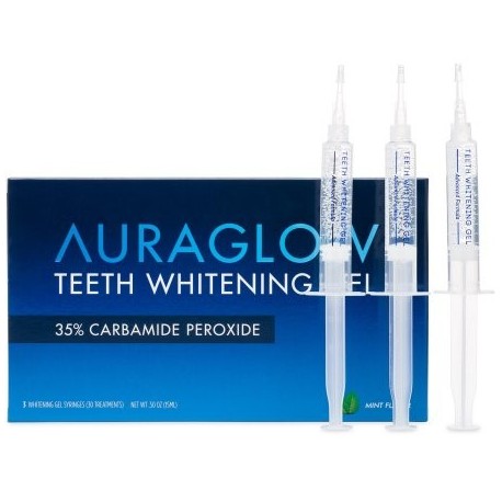 AuraGlow Blanqueamiento de dientes de gel 35% de peróxido de carbamida jeringas 3x5ml