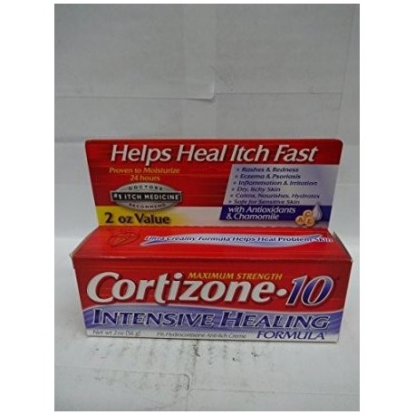 Cortizone 10 Fuerza máxima de Fórmula Healing Intensive 1% de hidrocortisona Anti-Itch Crème 2 oz