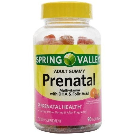 Spring Valley gomoso adulto Prenatal Multivitamin con DHA y ácido fólico 90 ct