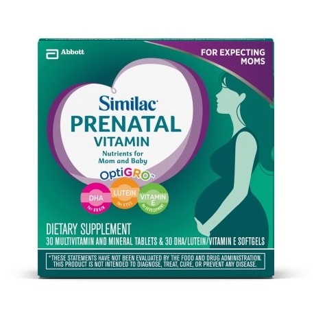 Similac prenatal vitamina 30 conde de multivitaminas y minerales de tabletas y 30 Recuento de DHA - luteína - Vitamina E Cápsu