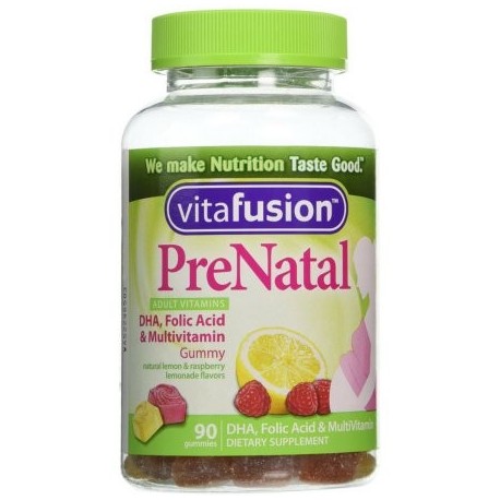 Vitafusion Pre Natal Gummy vitaminas suplemento dietético limón y frambuesa limonada Sabores 90 cada uno (paquete de 3)