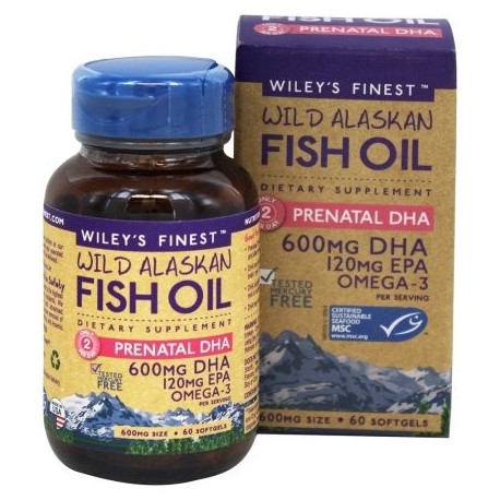 Wiley's Finest - Wild Alaska aceite de pescado Prenatal DHA 600 mg. - 60 Cápsulas Blandas