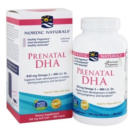 Nordic Naturals - Prenatal DHA compatible con el desarrollo del cerebro en los bebés durante el embarazo y la lactancia 180 cá