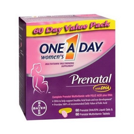 Uno Un Día prenatal de multivitaminas tabletas con DHA Plus Liquid Gels - 120 Ea 3 Pack