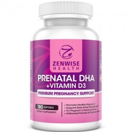 Prenatal DHA Vitaminas - Suplemento premium Embarazo Cuidado - Hecho con vitamina D3 Omega 3 y EPA para el cerebro y los ojos