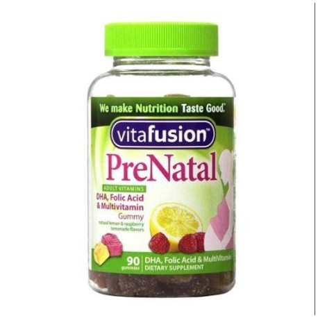 Vitafusion Pre Natal Gummy vitaminas suplemento dietético limón y frambuesa limonada Sabores 90 cada uno (paquete de 2)