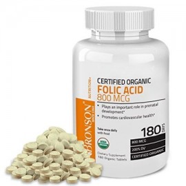 Bronson Orgánica ácido fólico certificado USDA y vegetariana Ultimate prenatal vitamina 180 tabletas