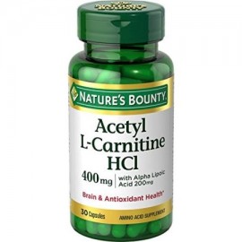 2 Paquete Nature's Bounty Acetil L Carnitina-HCl 400 mg 30 cápsulas cada uno