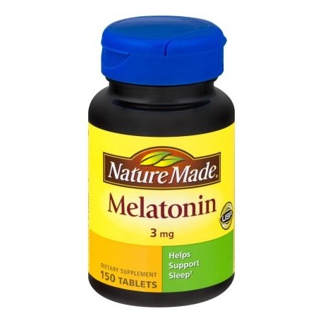 Nature Made Tablets melatonina suplemento dietético 3 mg 150 ct