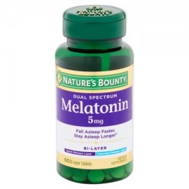 Nature's Bounty Dual Spectrum suplemento melatonina dietética comprimidos bicapa 5 mg 60 conteo