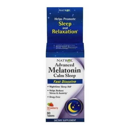 Natrol sueño tranquilo avanzada melatonina Sabor Fresa rápido comprimidos que se disuelven 60 ct