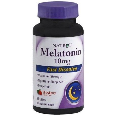 Natrol Fast Disolver melatonina Tabletas 10 mg de la fresa 60 ea (Pack de 2)