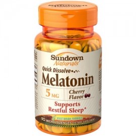 Sundown Naturals Disolver rápida melatonina suplemento dietético cereza micropastillas sabor 5 mg 90 conteo