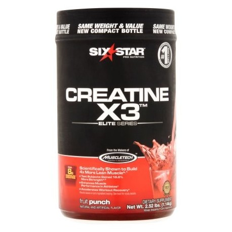 six star pro nutrition Fortaleza Profesional Ponche de Frutas Sabor creatina X3 2.5 LB