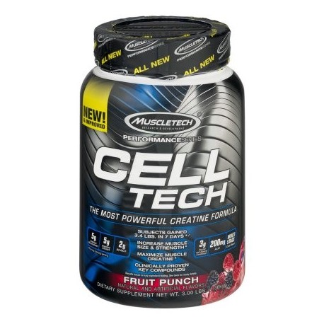 MuscleTech Cell Tech creatina Fórmula ponche de frutas 3.0 LB