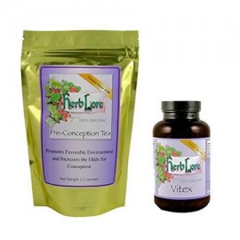 Herb Lore Vitex Orgánica (Sauzgatillo) Cápsulas y Fertilidad té Bundle para la Mujer