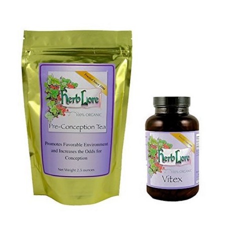 Herb Lore Vitex Orgánica (Sauzgatillo) Cápsulas y Fertilidad té Bundle para la Mujer