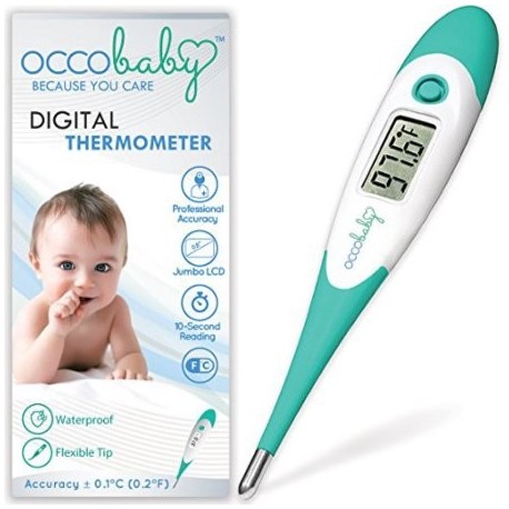 OCCObaby Termómetro clínico digital de bebé - Flexible Tip y 10 Segundo Fiebre por Lee rectal y oral | Edición 2017 | A prue