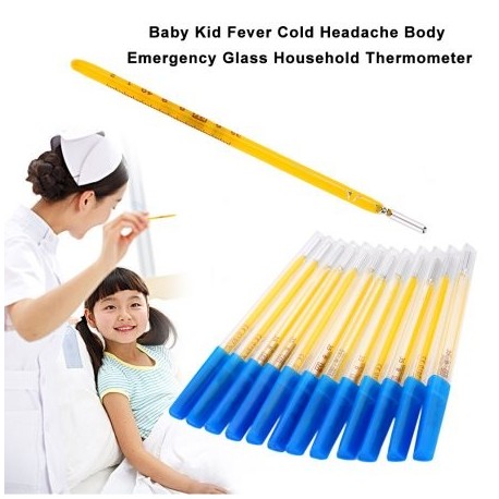 Bebé Fiebre Dolor de cabeza fría Kid Cuerpo de Emergencia Termómetro de cristal del hogar